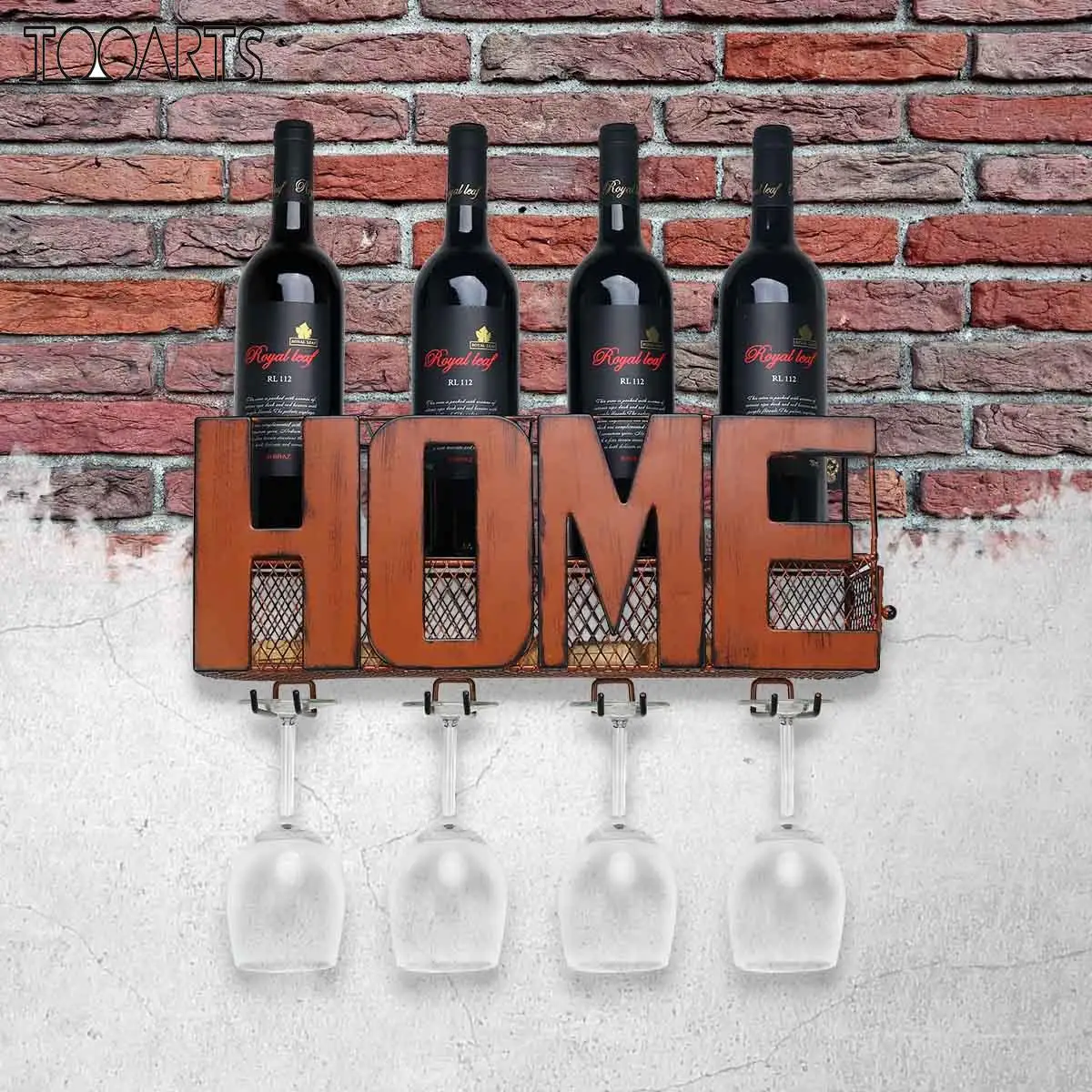 

Wall Mounted Wine Rack Cork Storage Container wine holder Glass Holder with 4 Cork Wine Charms Storage Rack Home Kitchen