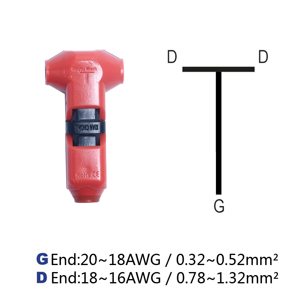 Электрический светодиодный соединительные разъёмы для проводов для 16AWG 18AWG без полосатая проволока ОБЖИМНАЯ советы кабельных наконечников обуви шотландский замок быстрое соединение - Цвет: Красный
