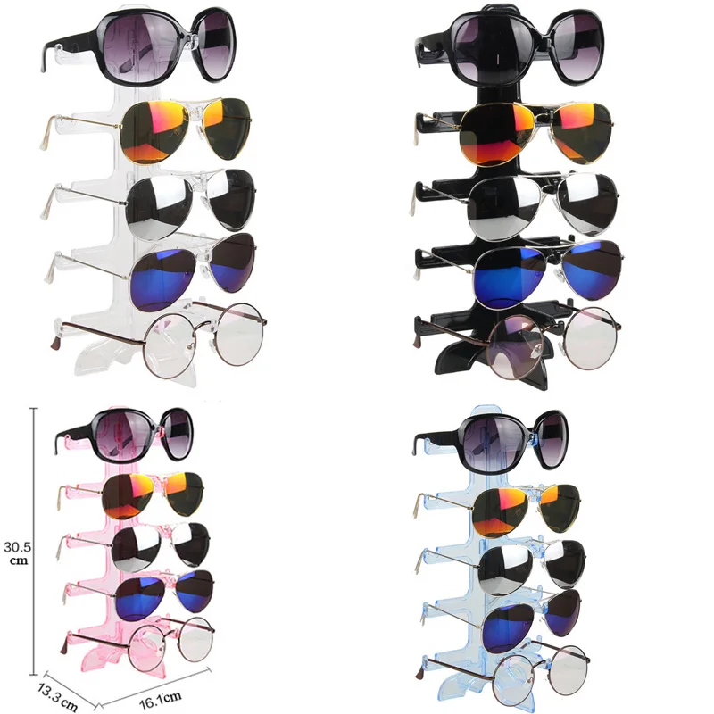 

Jewelry Organizer Stand 5 Pair Plastic Sunglasses Eyeglass Glasses Frame Rack Display Shelf Stand Organizer Show Holder Rack