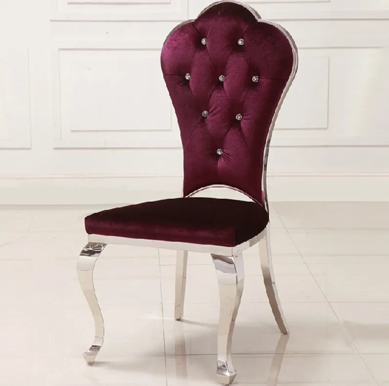 Louis fashion Dining chairs Fashionable cloth in high-end hotels Simple dining room stainless combination - Цвет: S5