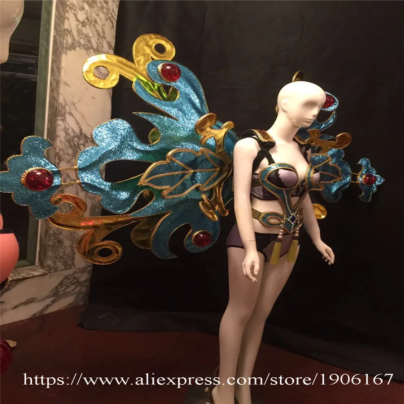 Girl Secret bra chinese style Model stage wears no ledcostume singer party event ballroom dance sexy wings clothes dj bar disco05