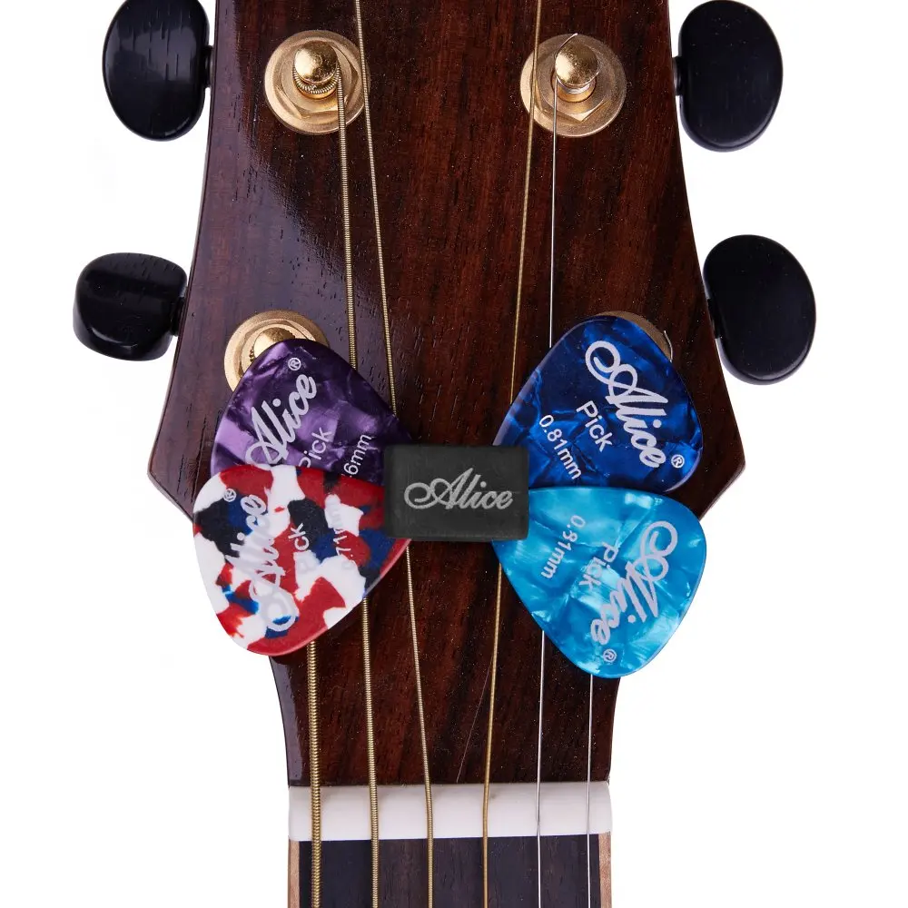Alice 5pcs Guitar Pick Holder Durable Practical and Light Black Rubber