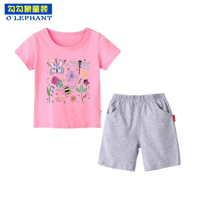 

Children's set summer cartoon insects and flowers prints girls clothes short sleeves boutique kids clothing O'LEPHANT 2019 news