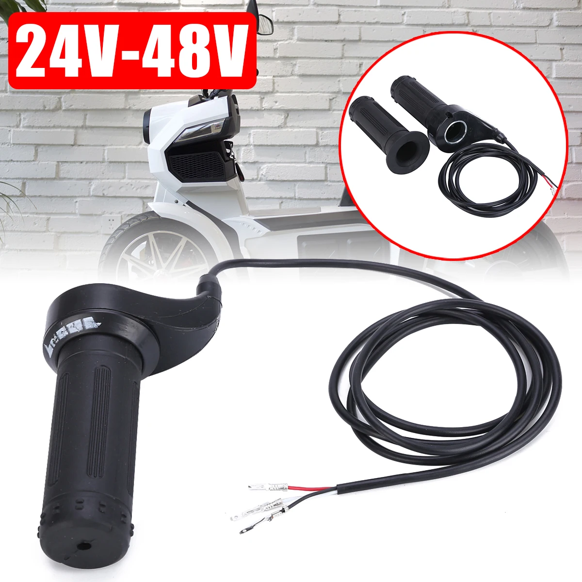 1 Pair 24V-48V 3 Wire Twist Throttle Hang shape Grip Durable 7/8" Handlebar For Electirc Scooter Bike Accessories