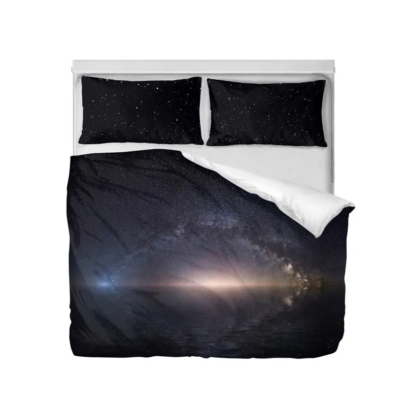 طقم سرير الأزياء الخيال سماء نجمية 3D الطباعة أغطية لحاف الملك مزدوجة حجم غرفة نوم الديكور الحديثة غالاكسي طقم سرير 3 قطعة