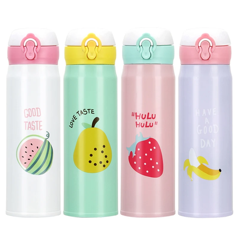 350/500ml Cute Fruit Thermos Cup Thermo Mug Stainless Steel Thermos