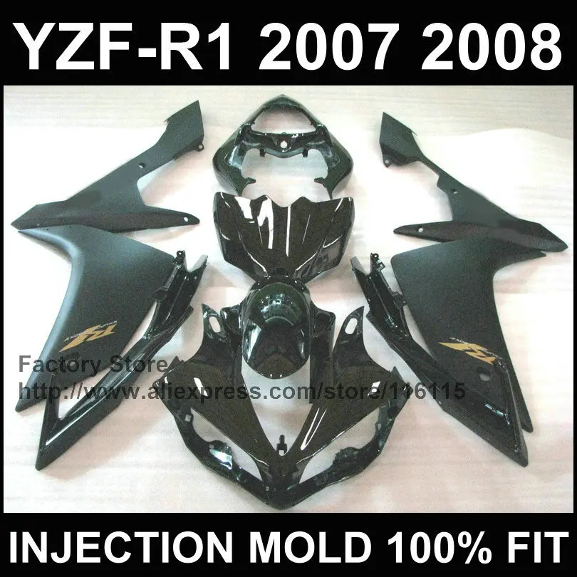 Комплект обтекателей из АБС пластика для мотоцикла YAMAHA R1 2007 2008 YZF 07 08 черные