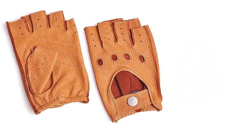 Для мужчин оленьей модные перчатки 2018 наручные половины палец водительские перчатки Твердые взрослых без пальцев Варежки из натуральной