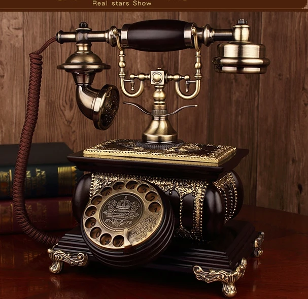 

Vintage rotating dial phone Retro ringing tones style telephone