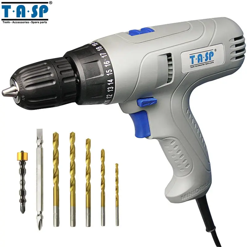 

TASP 280W 2-Speed Electric Drill Screwdriver - Keyless Chuck - 5m Cable for Better Drilling & Screwing Power Tool Set