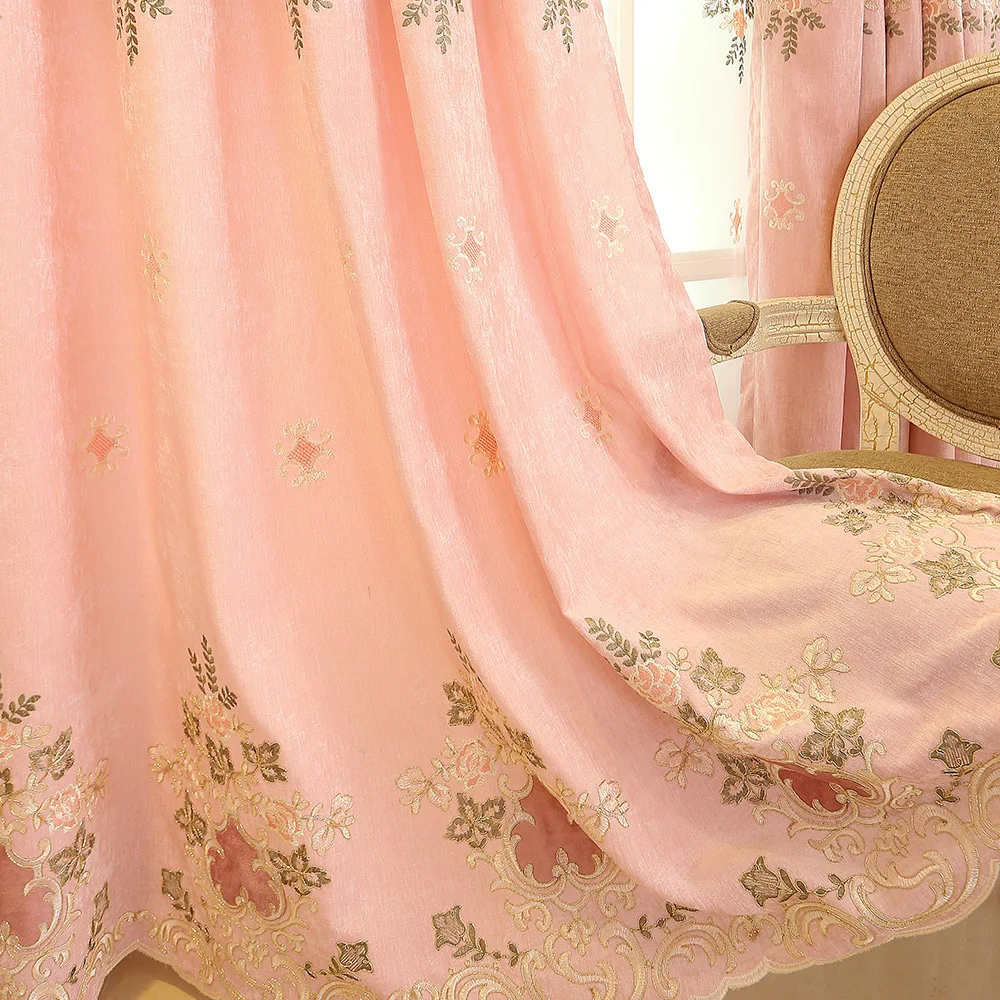 Горячая Распродажа, современные розовые затемненные шторы с вышивкой для гостиной, спальни, девочки, кухни, тюлевые шторы, занавески