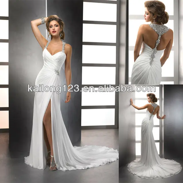 Aliexpress.com : Buy Sleek High Slit Slim Skirt Chapel Train Sweetheart Crystal Beaded Zipper