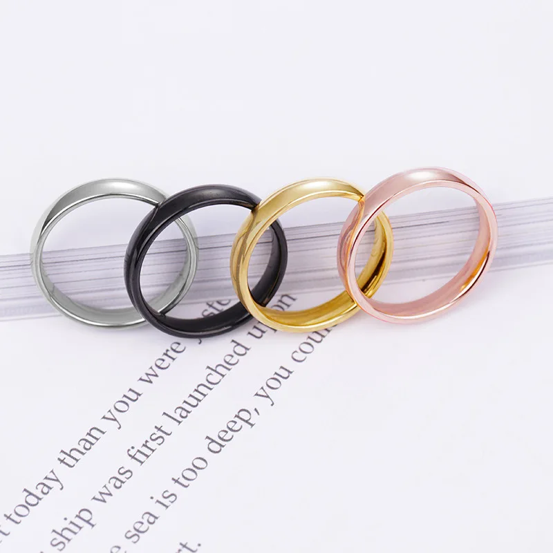 Новое гладкое минималистичное гладкое кольцо из титановой стали, розовое золото, сферическое кольцо из нержавеющей стали для пары, Женское кольцо