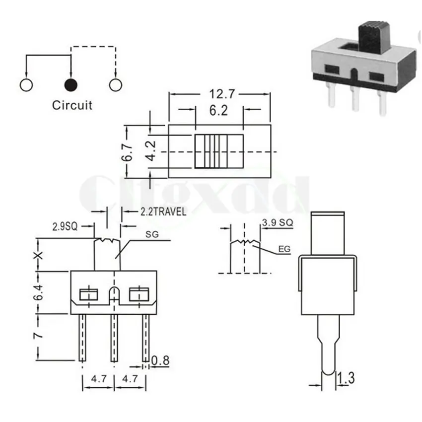 Cltgxdd 1 шт. SS12d10 тумблер 3PIN 1P2T ручка высокий 5 мм Шаг 4,7 мм Переключатель скольжения