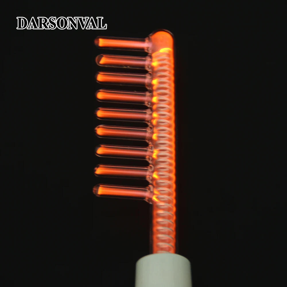 Дарсонваль 1 шт. высокочастотная расческа для лица стеклянный трубчатый электрод для массажера сопла оранжевый светильник уход за кожей лица косметическое устройство