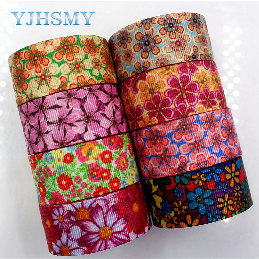 

YJHSMY D-171208-456,10 yards, 22 mm Flowers Printed grosgrain ribbons,DIY handmade Hair accessories Material wedding gift wrap
