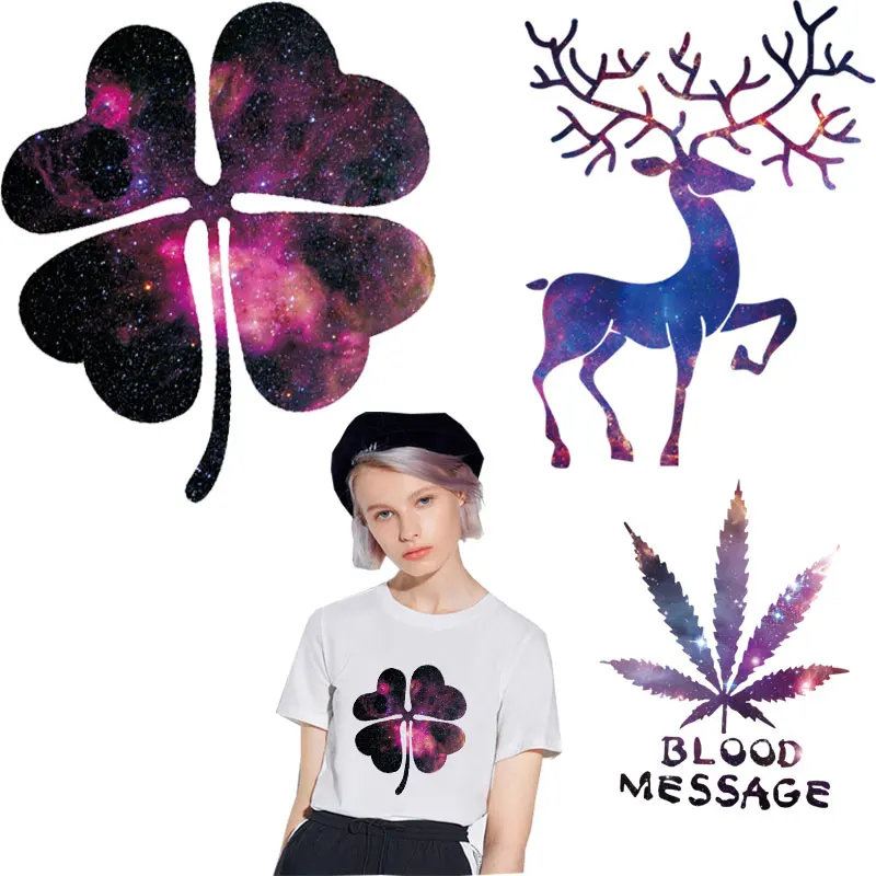 

japanese harajuku flower deer leaf patches for clothing ironing stikers heat transfer for T-shirt hoodie parches termoadhesivos