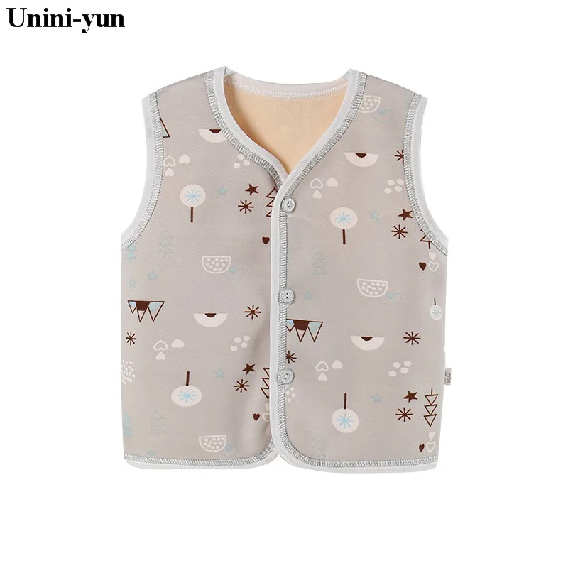 Unini-yun/ легкий зимний хлопковый жилет с v-образным вырезом, однотонный модный жилет для малышей, детский жилет, осенняя куртка для мальчиков и девочек - Цвет: Коричневый