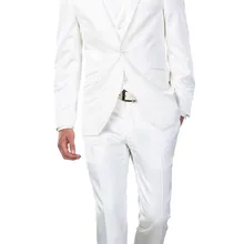 Новинка, итальянский белый костюм для жениха, Мужские приталенные смокинги на одной пуговице, мужской костюм для жениха, пиджак+ брюки+ жилет+ галстук