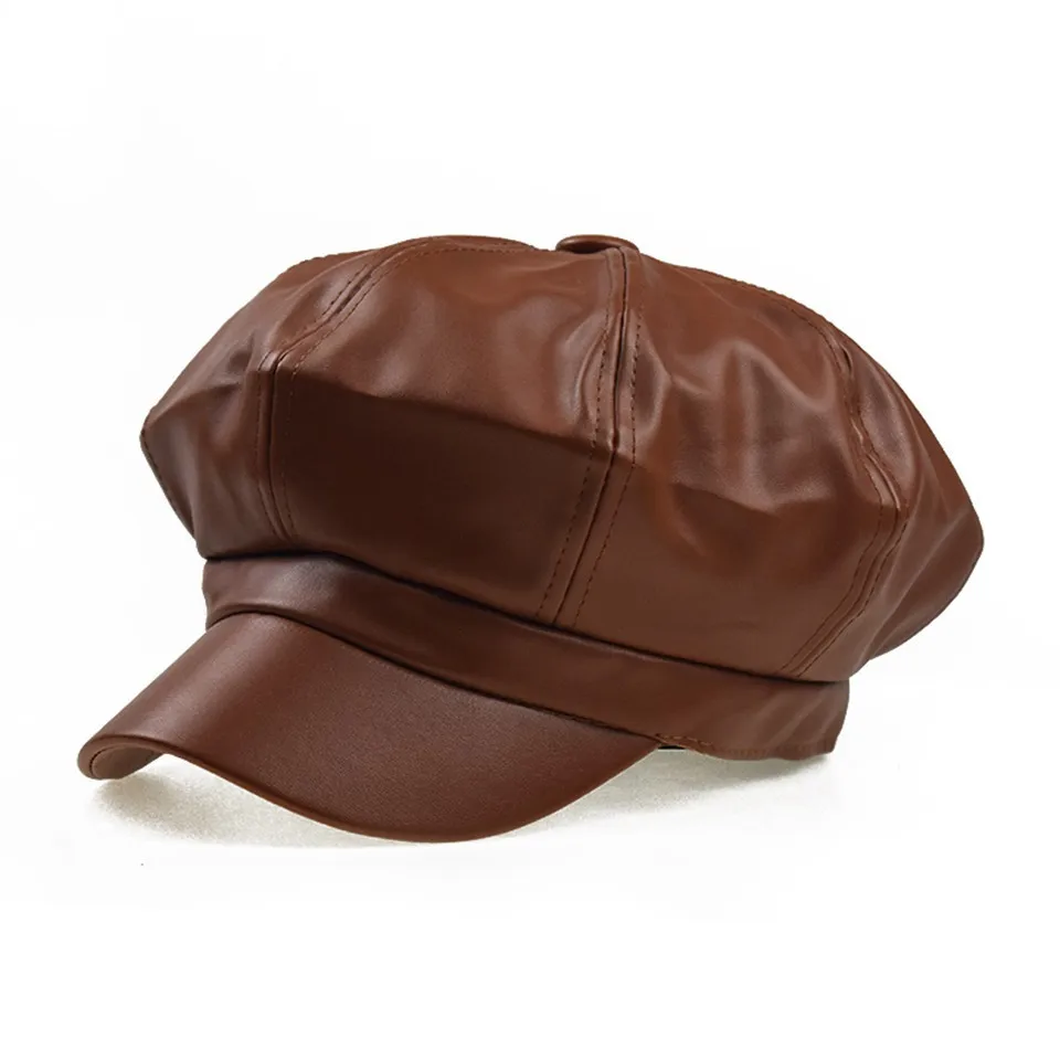 Модная Высококачественная Кепка из искусственной кожи Newsboy s для женщин, шапки на весну, осень, зиму, фетровая Кепка, зимняя женская черная шапка, берет, кепка s
