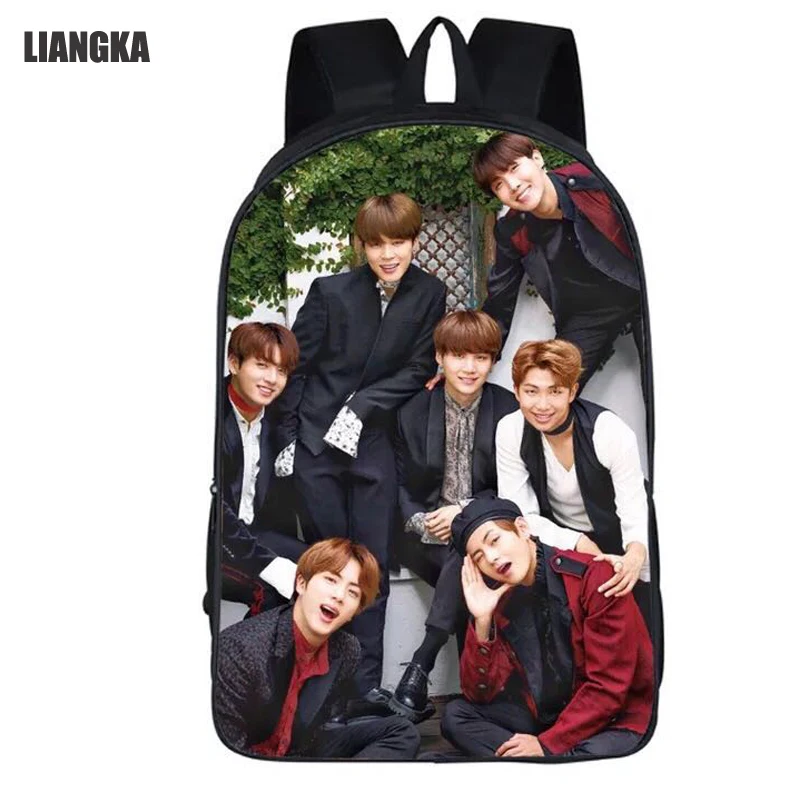 

LIANGKA Mochila Bangtan Boys BTS Bag Backpacks With Headphone Jack BTS Bookbag for Teenager Girls Boys Schooolbag Travel Bag