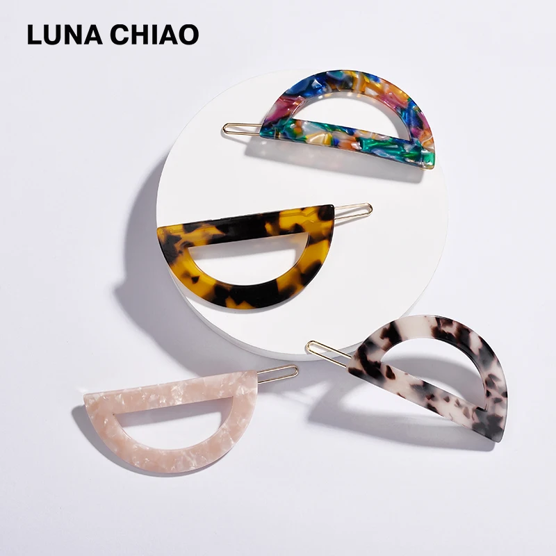 LUNA CHIAO популярные аксессуары для волос полукруглые акриловые Черепаховые