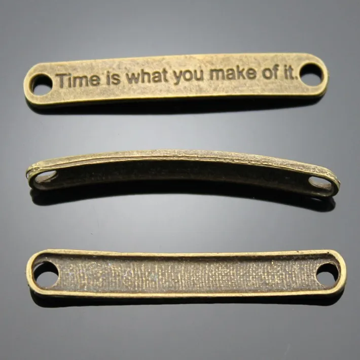 50pcs/lot 45*7mm ancient bronze Time Is What You Make Of It Plates charm Pendants DIY jewelry for bracelet necklace earring | Украшения и