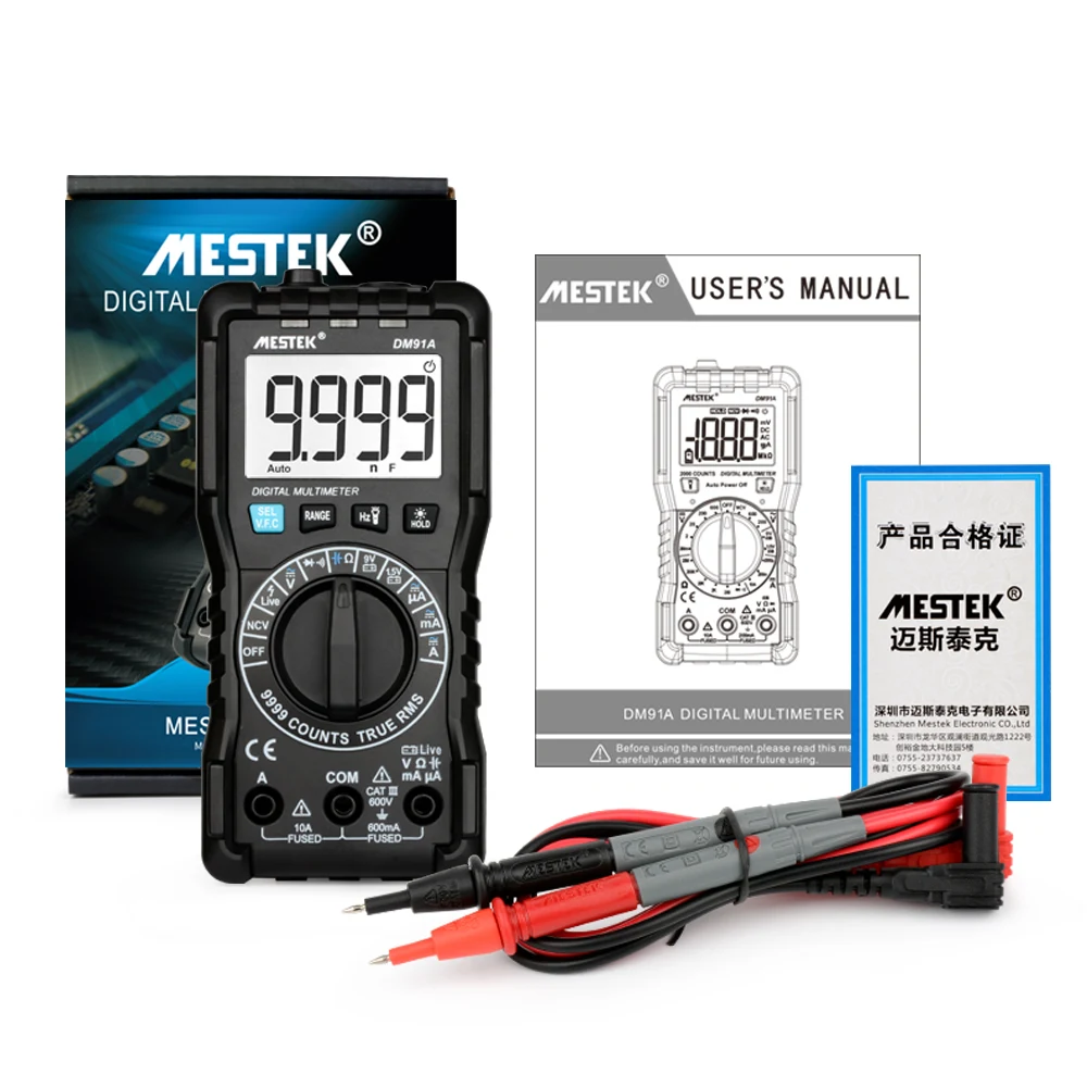 Цифровой мини мультиметр MESTEK DM91A 9999 отсчетов Автоматический диапазон амперметр