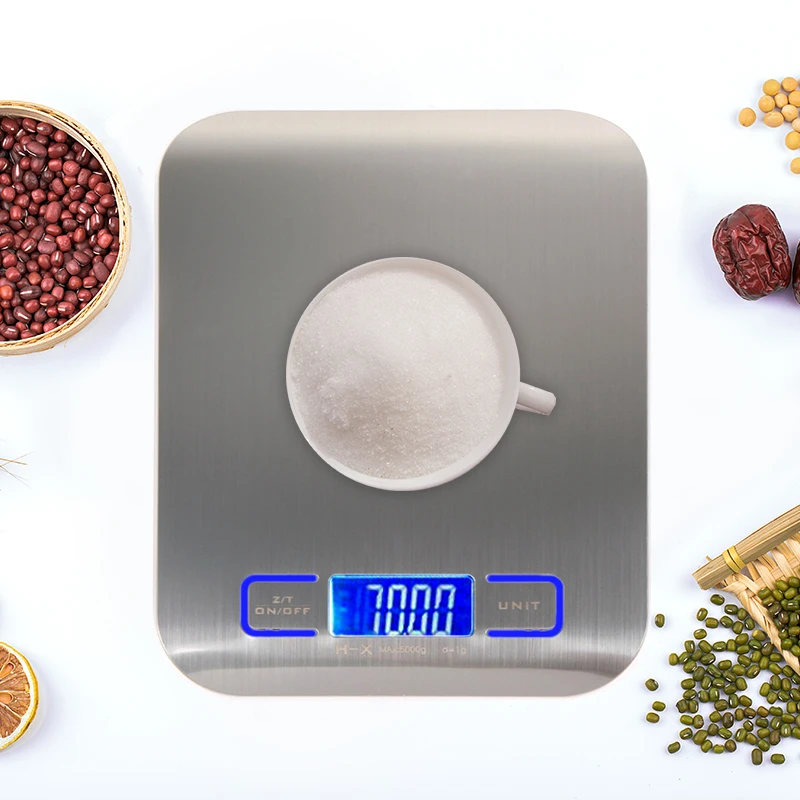 11LB/5000g Digital Kitchen Scales Stainless Steel Electronic Balance