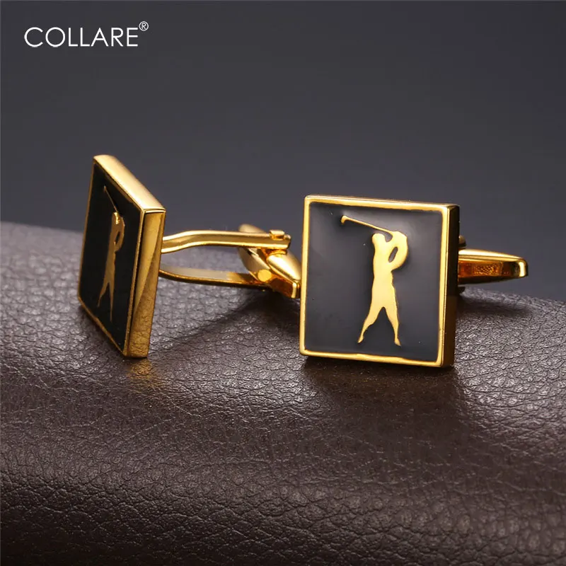Collare Act of Golf Cufflinks For Mens Gold/Silver Color With Enamel Cufflinks Luxury Men