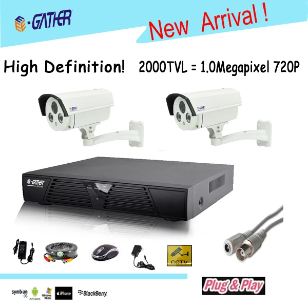 High definition AHD CCTV Camera System with 1.0 Megapixel 2000TVL Complete DVR Kit With Free Bracket | Безопасность и защита
