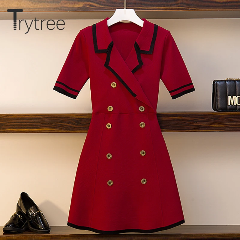 Trytree летнее платье Элегантное повседневное женское однотонное с отложным