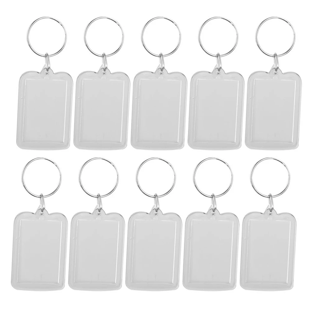 

10pcs Rectangle Blank Insert Photo Picture Frame Split Ring Keychain 5*3.3cm