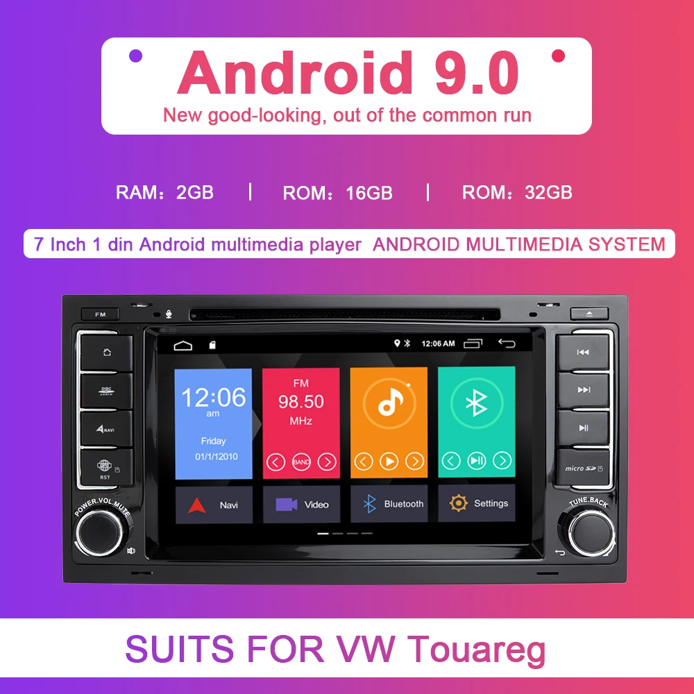Xonrich Автомобильный мультимедийный плеер Android 9,0 2Din DVD Авторадио для VW Volkswagen Touareg Transporter T5 gps навигация Audio2G ram