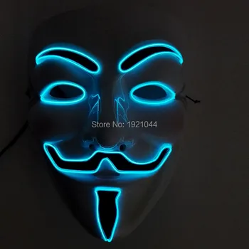 

EL Wire V for Vendetta Halloween Party Mask DC-3V Steady on Inverter For Party Supplies