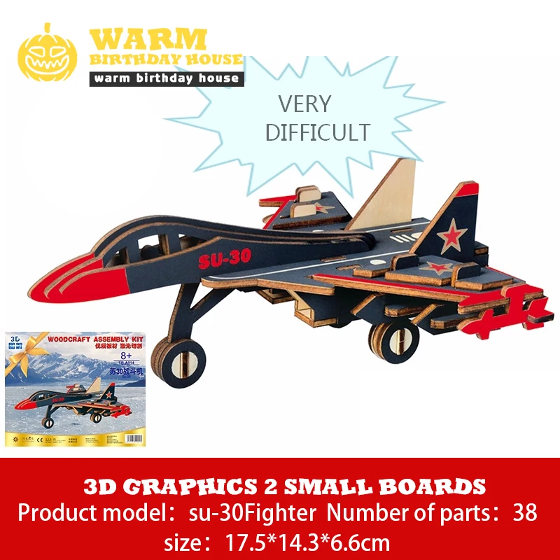 

3D DIY Puzzles Helicopter Fighter F16 SU-30 Cube Building Difficult Puzzle Jigsaw Toys Early Educational Toys For Children Gifts