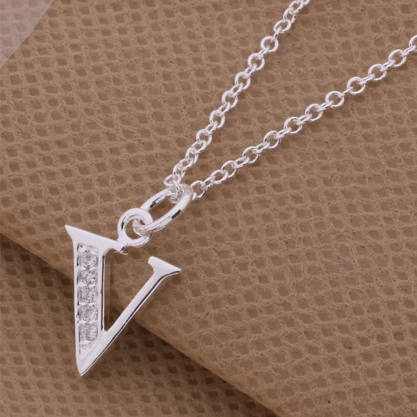 Top quality Silver color letter U, V, X, Y, Z pendant necklace with zircon jewelry gift factory price drop shipping