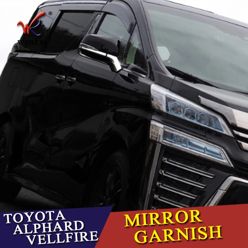 Для Toyota Alphard Vellfire 30-, автомобильные накладки на зеркало заднего вида, наклейки с блестками, декоративные полоски, аксессуары