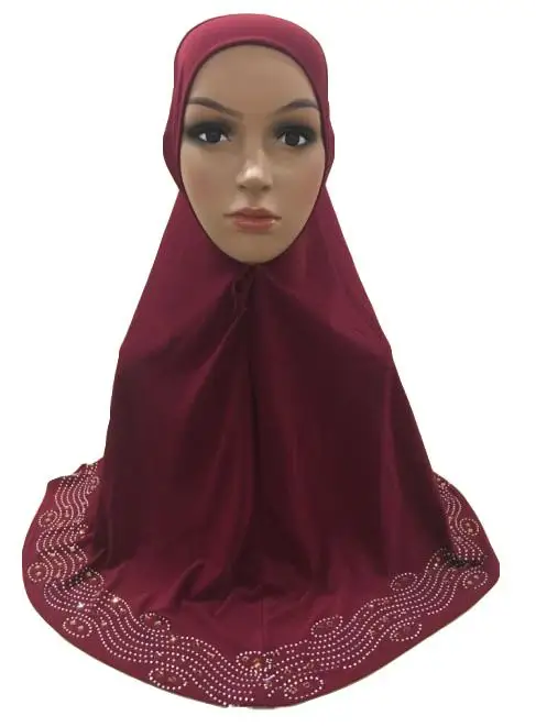 Одна штука Amira хиджаб ниндзя мусульманский женский платок на голову исламский шейный платок на грудь накидка полное покрытие шапочка для молитвы Стразы тюрбан - Цвет: Dark Red