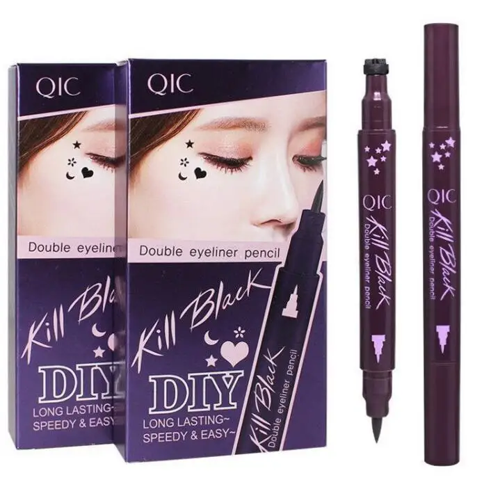 500PCS Qic eye makeup black eyeliner pen with star stamp waterproof