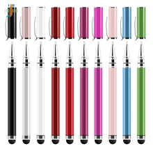 500pcs/lot Colorful 2 In 1 Ball Point Capacitive Screen Stylus Touch Pen with Cover for IPhone Cell Phone Tablet PC Wholesale