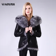 MS, зима, искусственная кожа, прямые поставки с фабрики, новое меховое пальто для женщин, овчина, искусственный мех, один искусственный Лисий мех, большой размер для женщин