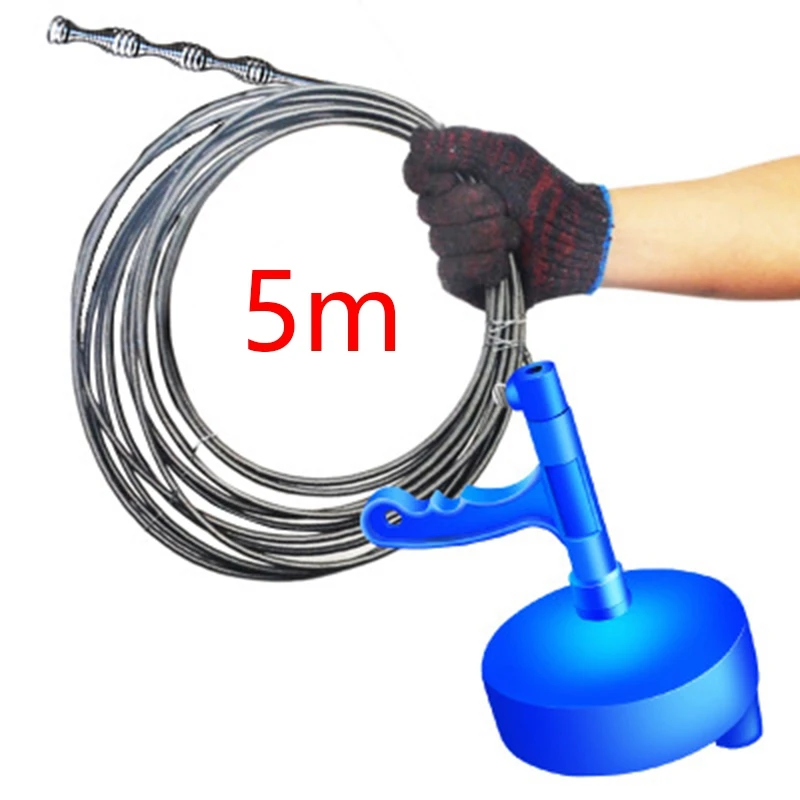 

1Pcs Kitchen Toilet Sewer Blockage Hand Tool Pipe Dredger 5 Meters Drains Dredge Pipes Sewer Sink Cleaning Clogs