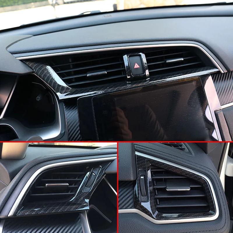 Us 20 62 11 Off Carbon Fiber Look Dashboard Air Vent Cover For Honda Civic 10th Sedan Coupe Hatchback 2016 2019 Interior Caution Switch Trims In