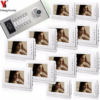 

YobangSecurity Home Security Video Door Phone System 7"Inch Video Doorbell Door Intercom RFID Access Control 1 Camera 12 Monitor