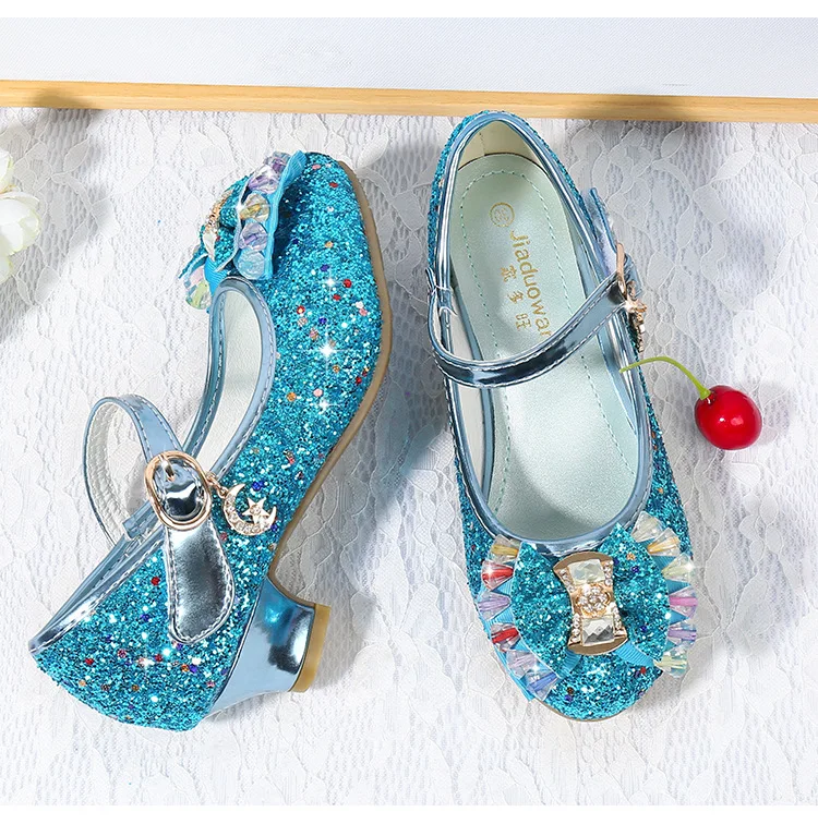 Sapatos de Dança Praça de Salto Sapatos de Princesa de Festa Crianças Brilho Strass Sapatos Meninas Alto 26-38 7 Cores Z12 Gzx02 jy 29 Cheap Sapatos de couro