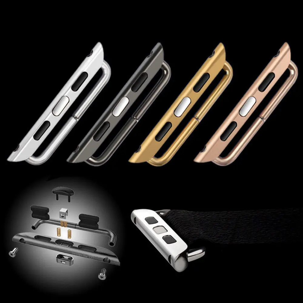 

EIMO 2PCS connector for Apple Watch Band 42mm 38mm Iwatch 3/2/1 Metal Stainless Steel Adapter Connector Watch strap with tool