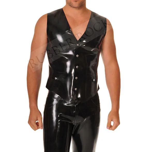 

Black Latex Waistcoat Latex Vest Top classic design Latex Men's Tank