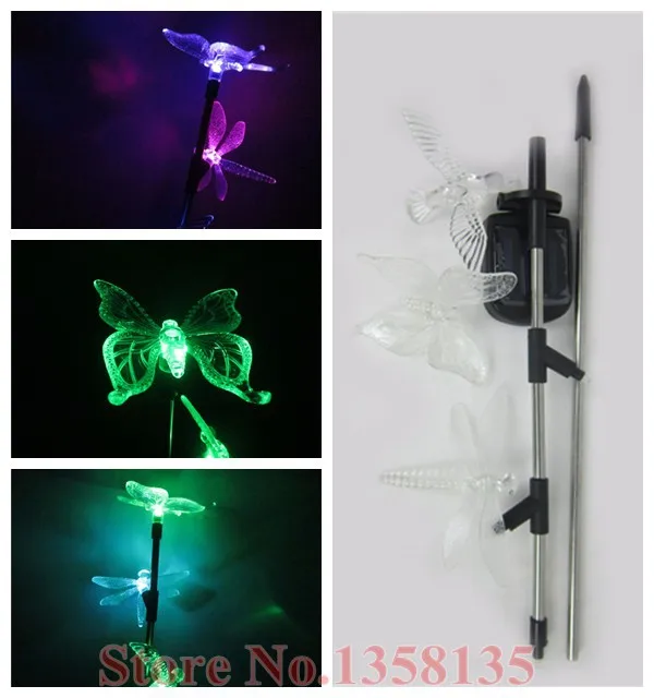 Zonne energie vlinder libelle vogel combo 3 rgb led licht buitenlamp ... Zonne energie vlinder libelle vogel combo 3 rgb led licht buitenlamp ...