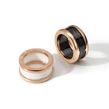 Gioielli di lusso di fascino dell'acciaio inossidabile dell'anello della ceramica di numeri romani di colore dell'oro rosa 18KGP per gli uomini delle donne trasporto libero (GR225)